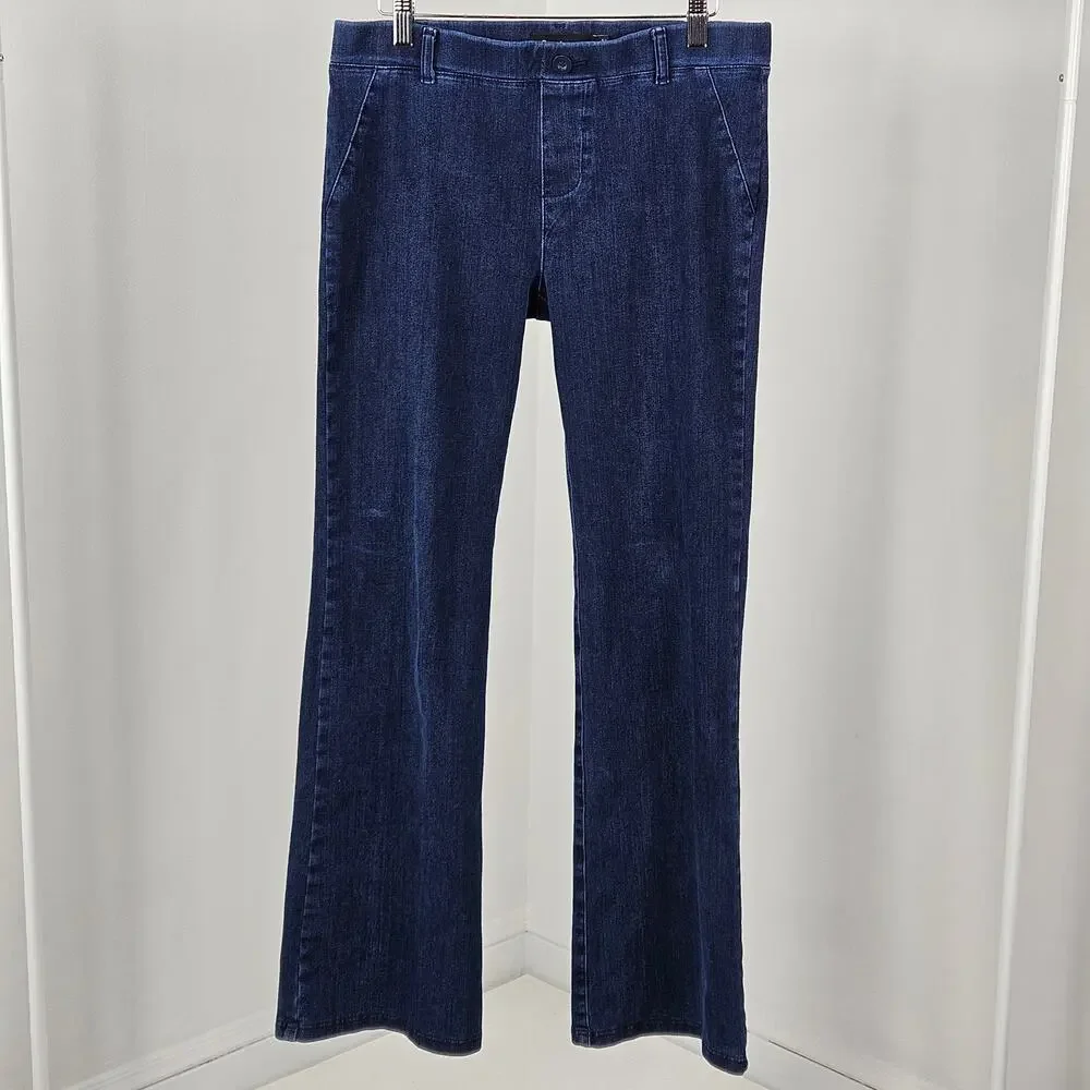 Betabrand Faux Denim Stretch Bootcut Pull On Pants‎ | Women's Medium | FLAWS